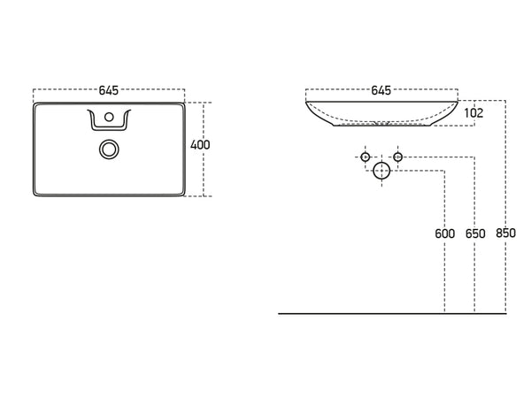 Lucco Perla Tezgah ustu Lavabo 65 cm, Mat Gumus Gri