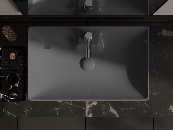 Lucco Perla Tezgah ustu Lavabo 65 cm, Mat Antrasit