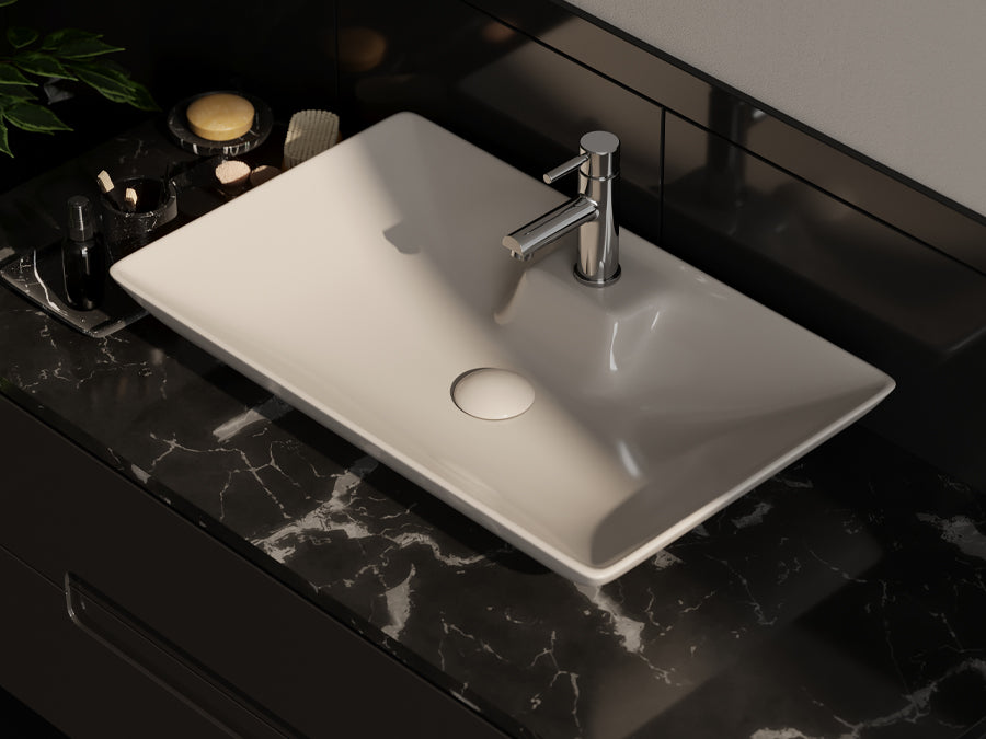 Lucco Perla Tezgah ustu Lavabo 65 cm, Mat Latte