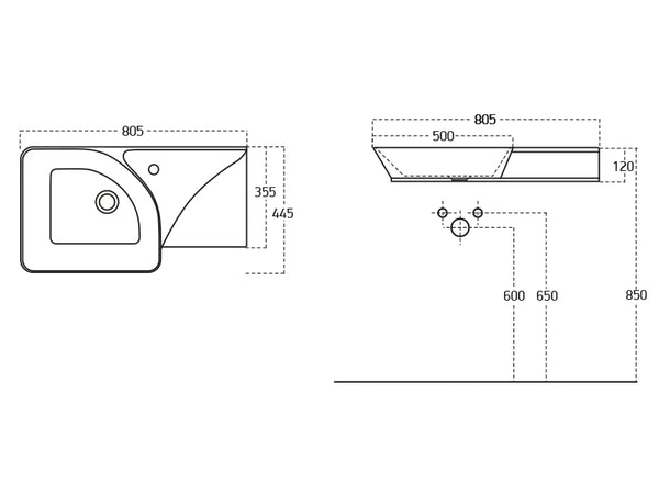 Lucco Poise-X Etajerli Lavabo 80 cm, Parlak Siyah
