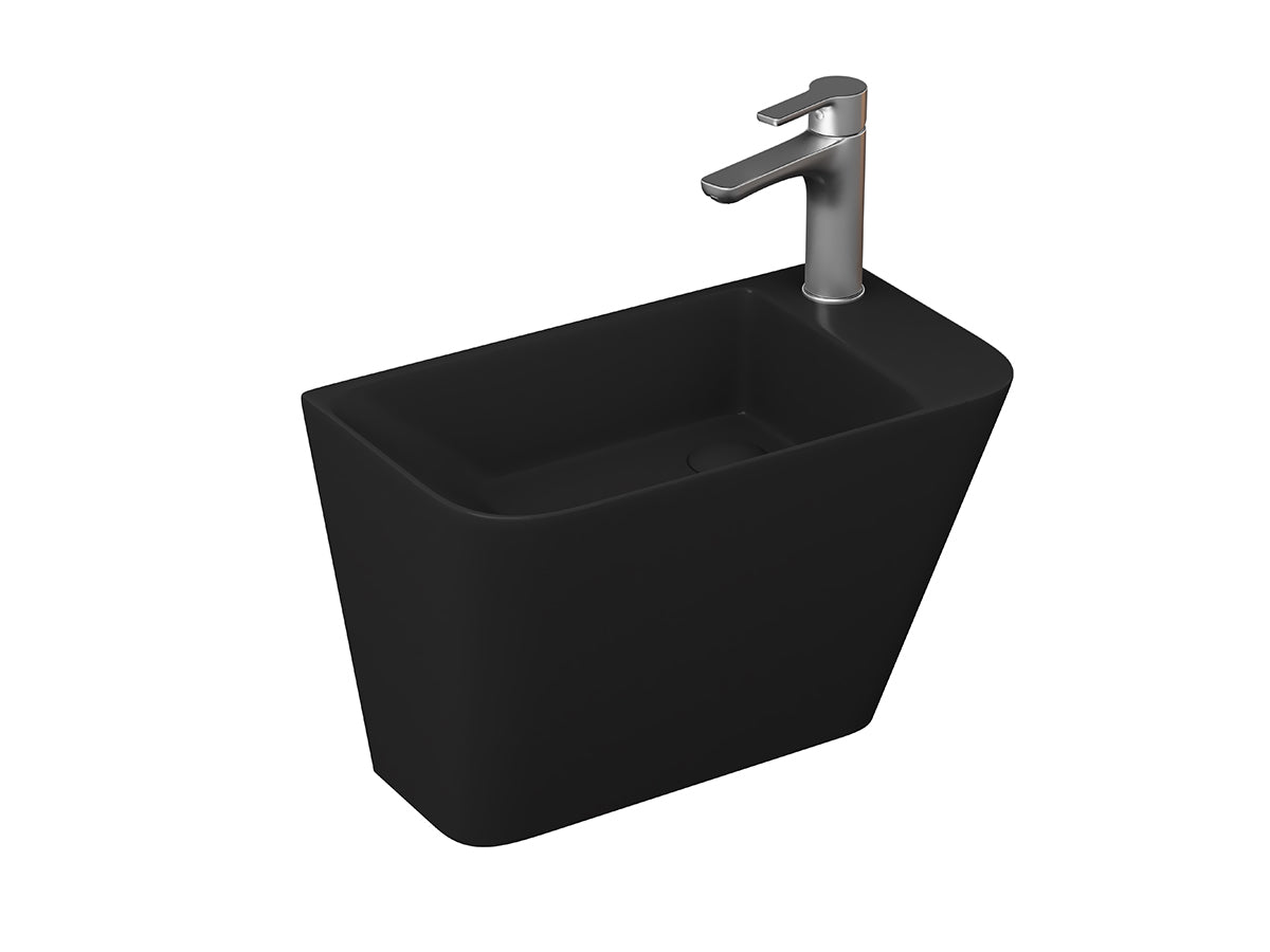 Lucco Primo Asma Monoblok Lavabo 28 cm, Mat Siyah