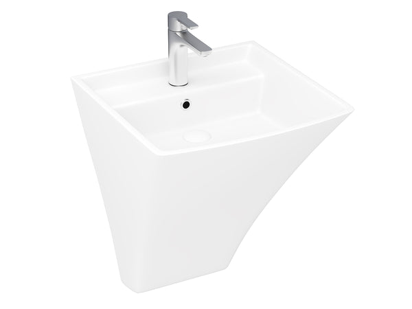 Lucco Loop Asma Monoblok Lavabo 50 cm, Mat Beyaz
