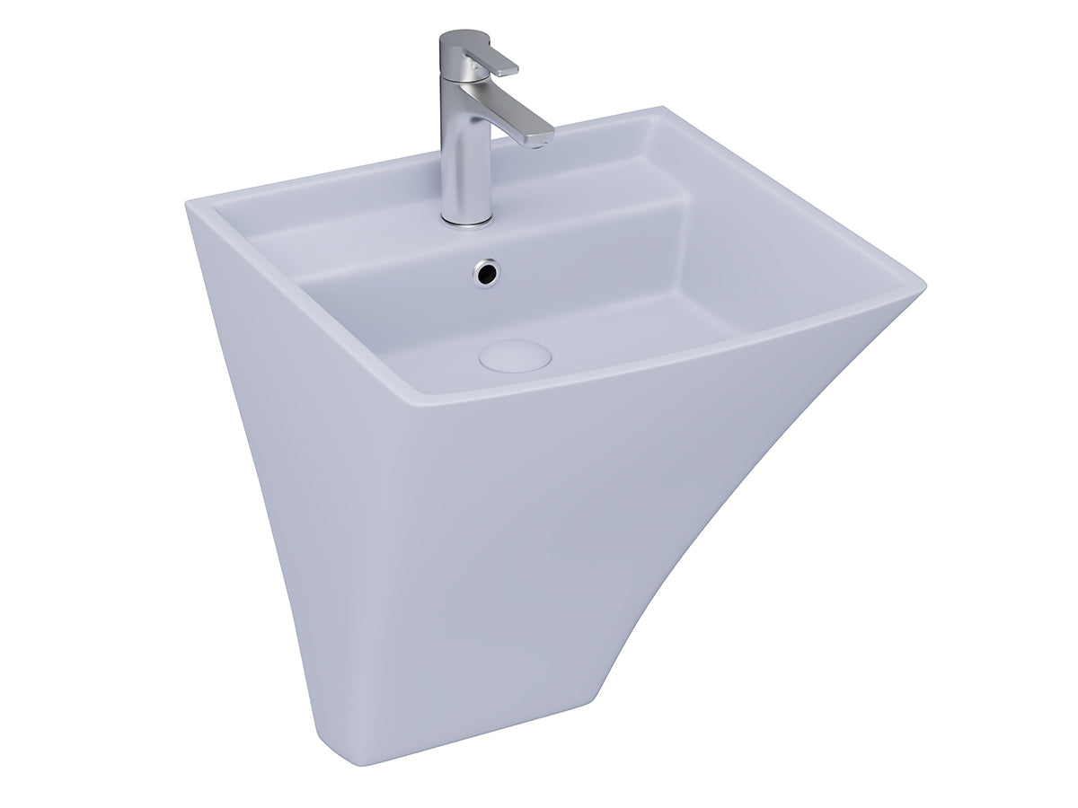 Lucco Loop Asma Monoblok Lavabo 50 cm, Mat Buz Mavi