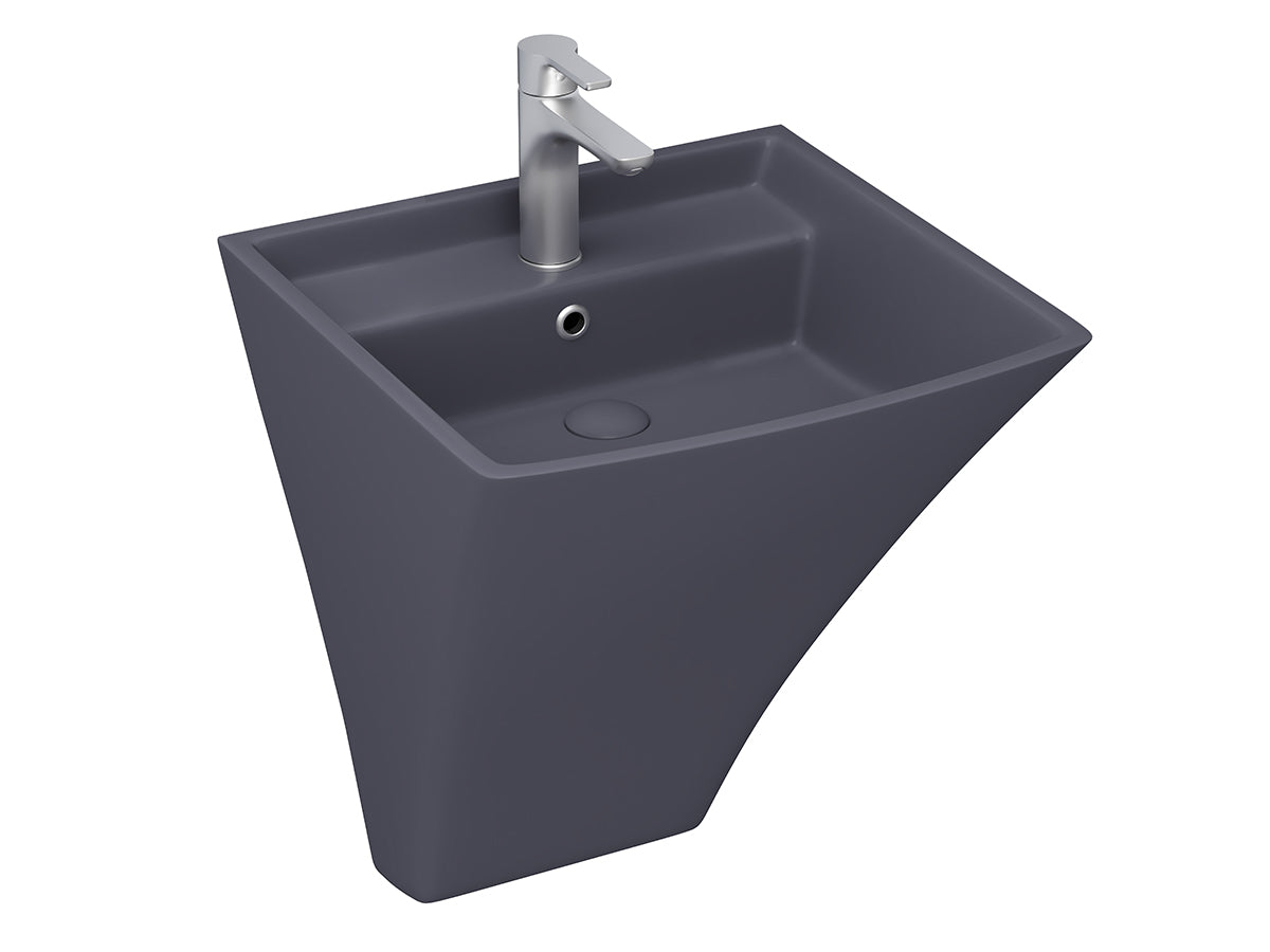 Lucco Loop Asma Monoblok Lavabo 50 cm, Mat Antrasit