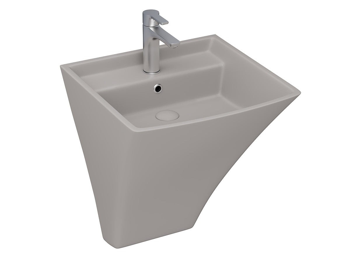 Lucco Loop Asma Monoblok Lavabo 50 cm, Mat Latte