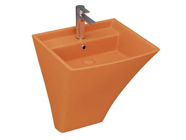 Lucco Loop Asma Monoblok Lavabo 50 cm, Mat Turuncu