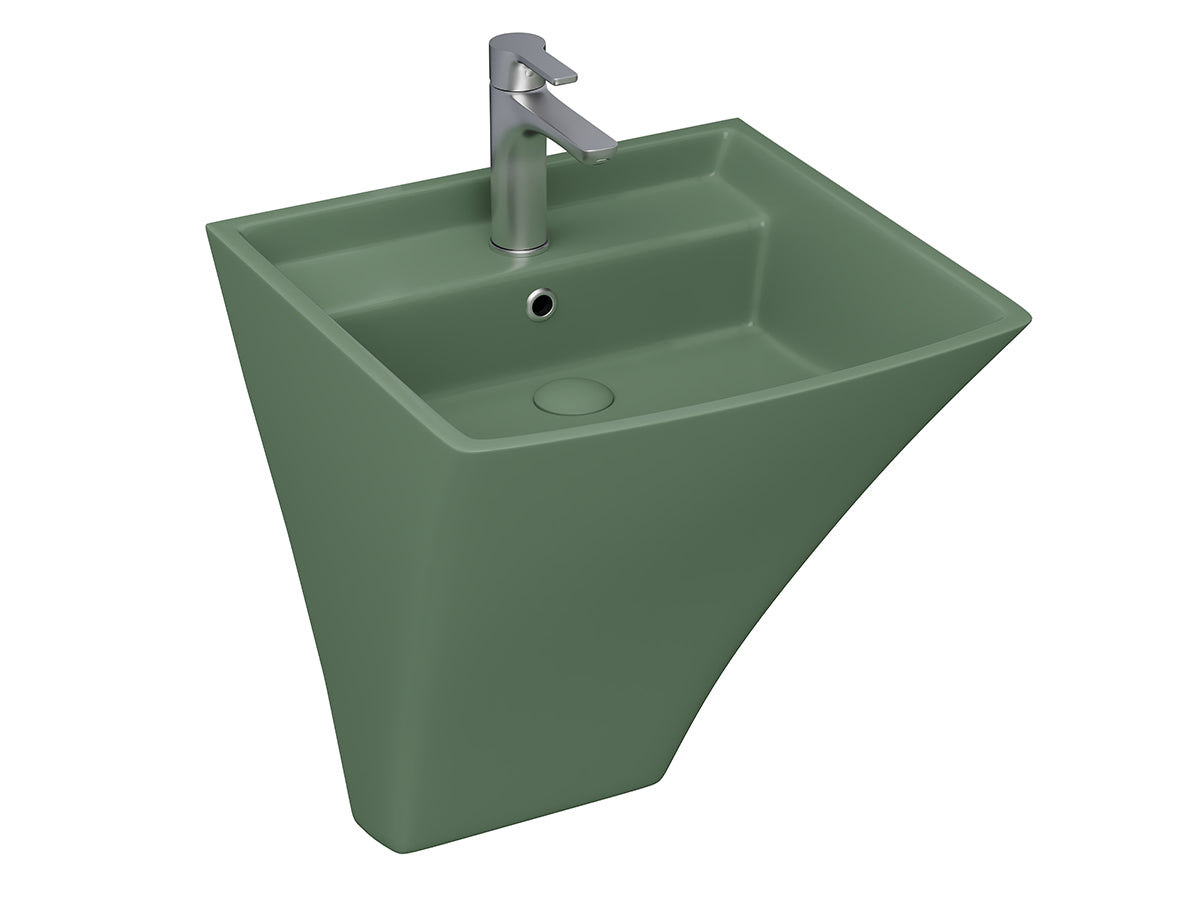 Lucco Loop Asma Monoblok Lavabo 50 cm, Mat Yesil