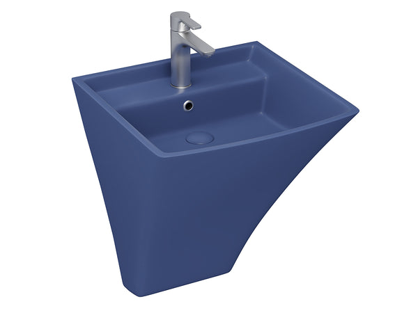 Lucco Loop Asma Monoblok Lavabo 50 cm, Mat Petrol Mavi