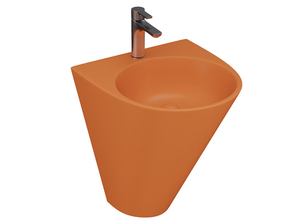 Lucco Garcia Asma Monoblok Lavabo 48 cm, Mat Turuncu