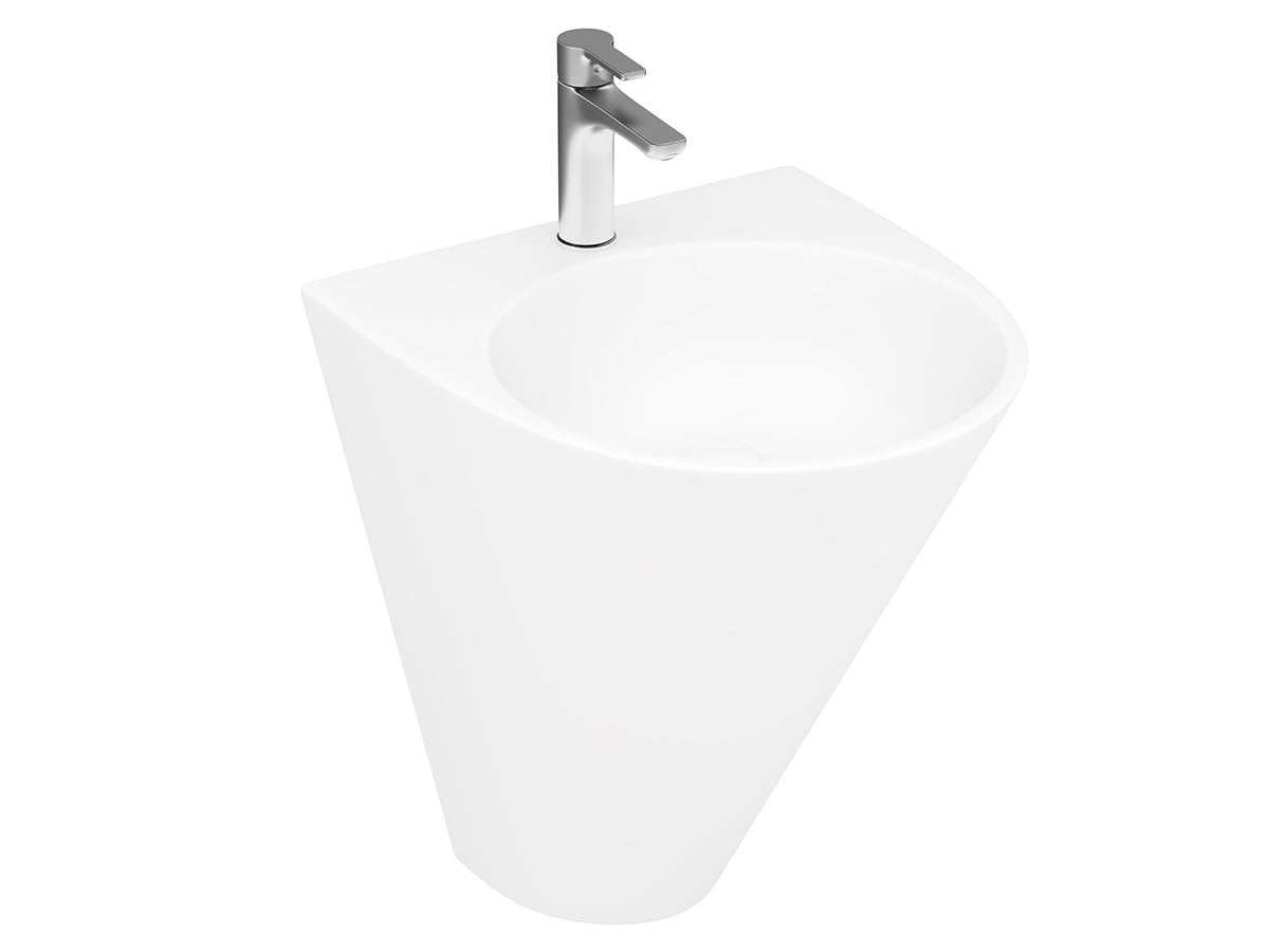 Lucco Garcia Asma Monoblok Lavabo 48 cm, Mat Beyaz
