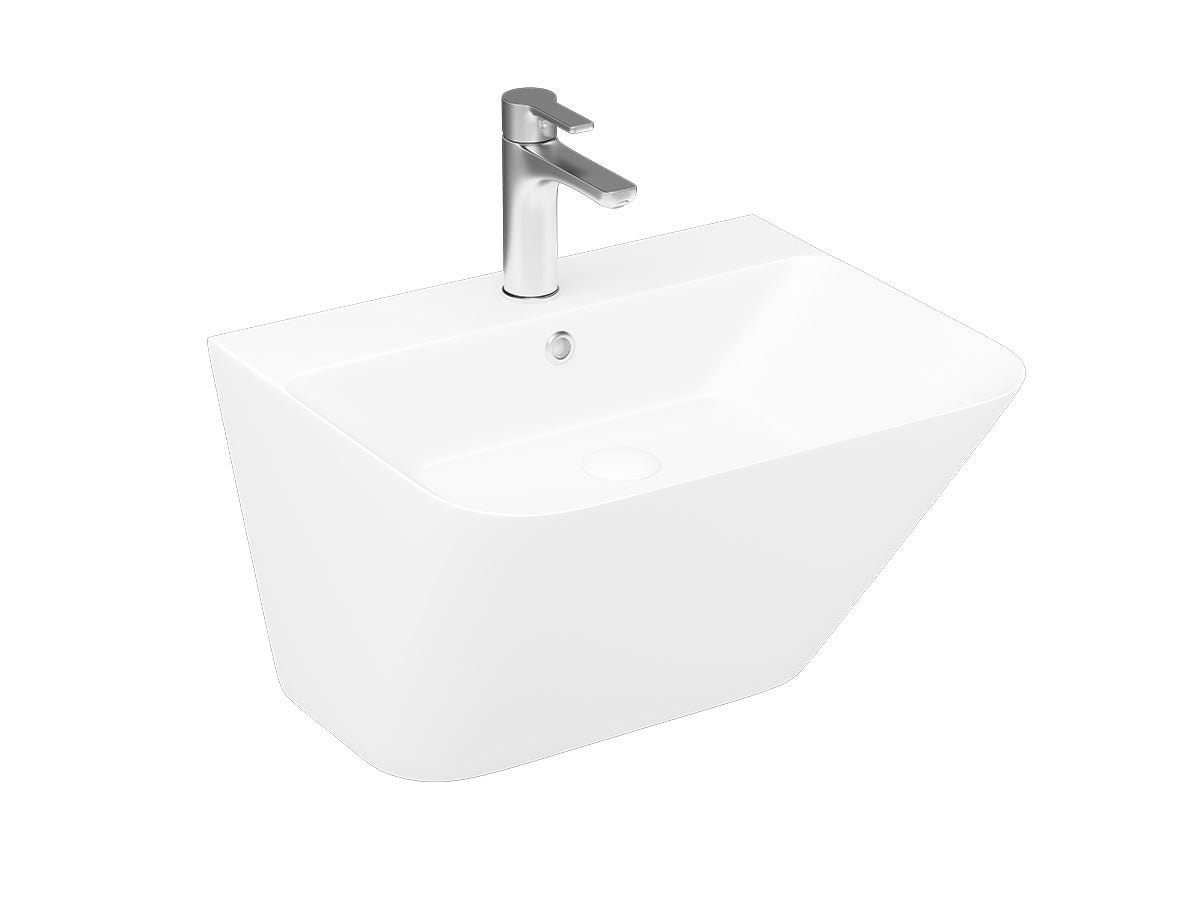 Lucco Moena Asma Monoblok Lavabo 55 cm, Mat Beyaz