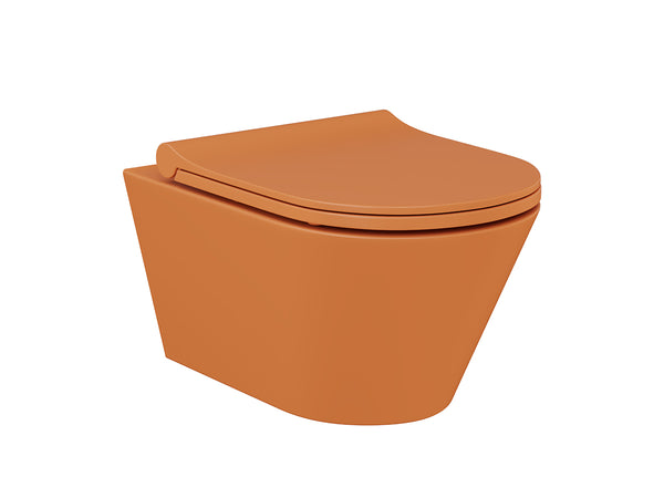 Lucco Avva Rimless Asma Klozet Seti Mat Turuncu, 53 cm