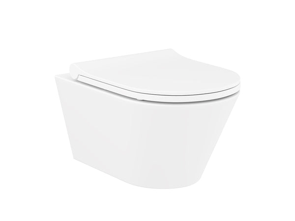 Lucco Avva Rimless Asma Klozet Seti Mat Beyaz, 53 cm