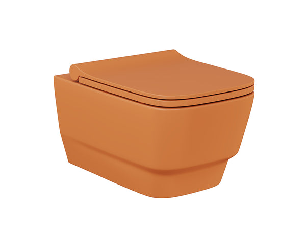 Lucco Bello Rimless Asma Klozet Seti Mat Turuncu 53 cm