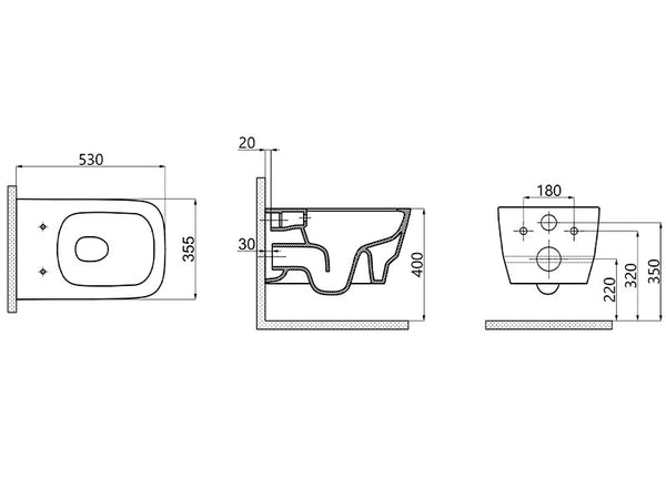 Lucco Bello Rimless Asma Klozet Seti Mat Latte 53 cm