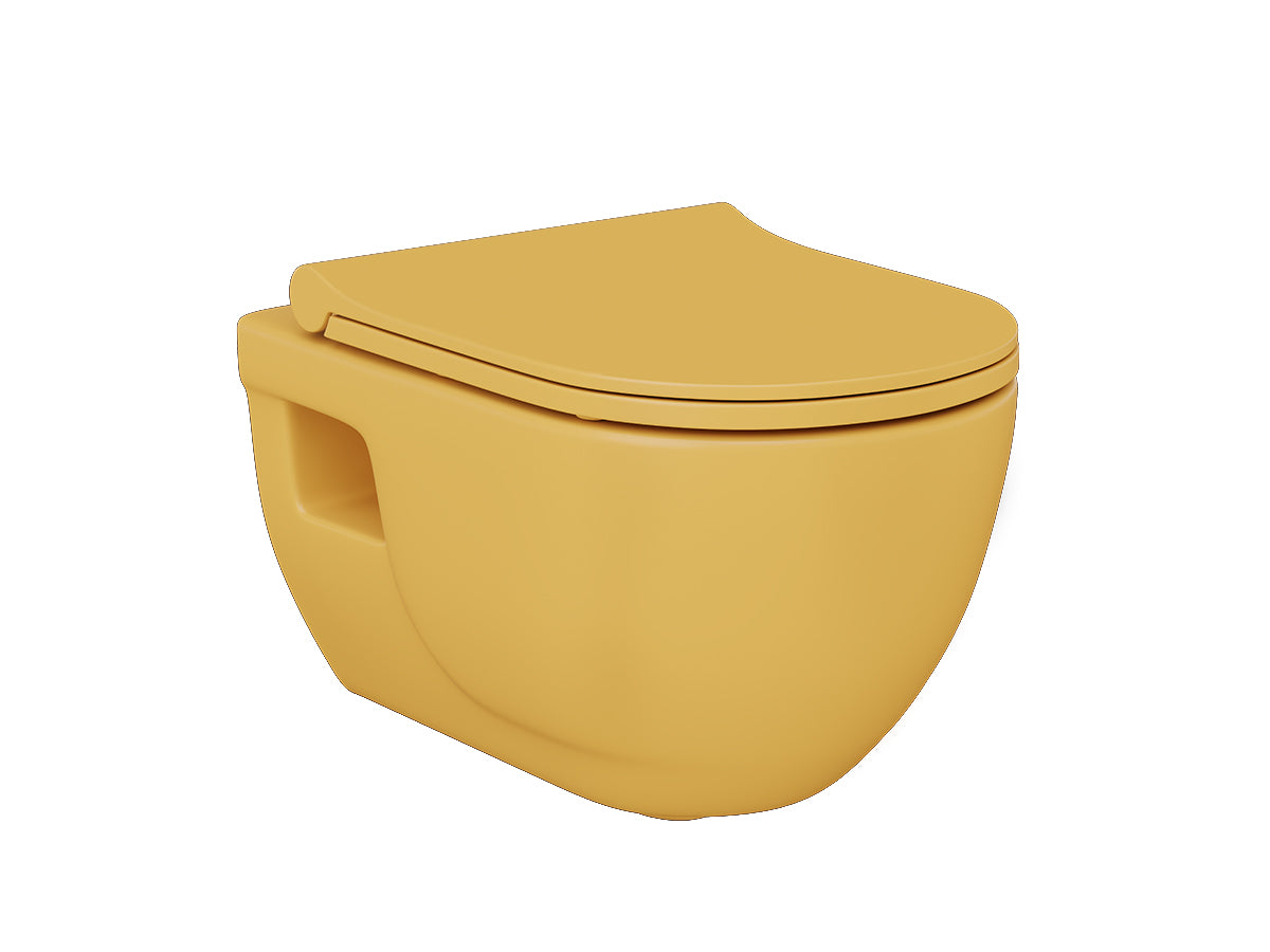 Lucco Brilla Rimless Asma Klozet Seti Mat Hardal Sari, 53 cm