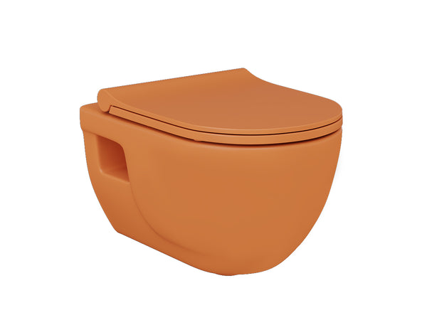 Lucco Brilla Rimless Asma Klozet Seti Mat Turuncu, 53 cm