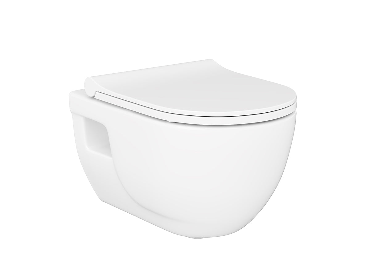 Lucco Brilla Rimless Asma Klozet Seti Mat Beyaz, 53 cm