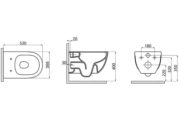 Lucco Brilla Rimless Asma Klozet Seti Mat Yesil, 53 cm