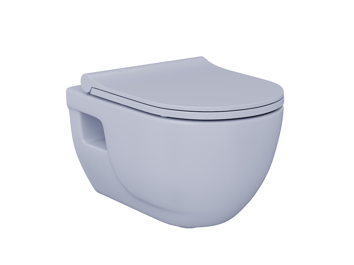 Lucco Brilla Rimless Asma Klozet Seti Mat Buz Mavi, 53 cm