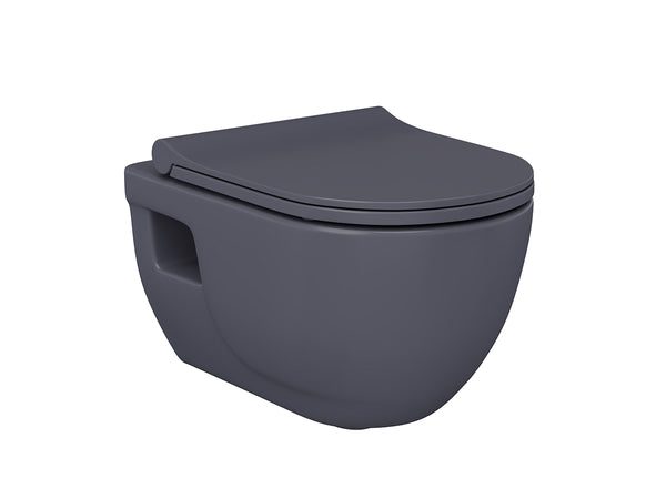 Lucco Brilla Rimless Asma Klozet Seti Mat Antrasit, 53 cm