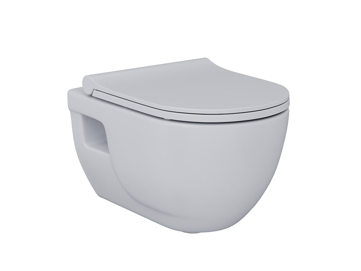 Lucco Brilla Rimless Asma Klozet Seti Mat Gumus Gri, 53 cm