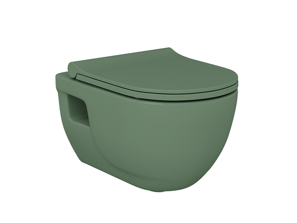 Lucco Brilla Rimless Asma Klozet Seti Mat Yesil, 53 cm