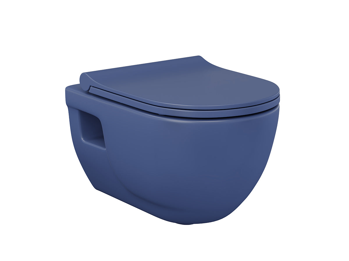 Lucco Brilla Rimless Asma Klozet Seti Mat Petrol Mavi, 53 cm