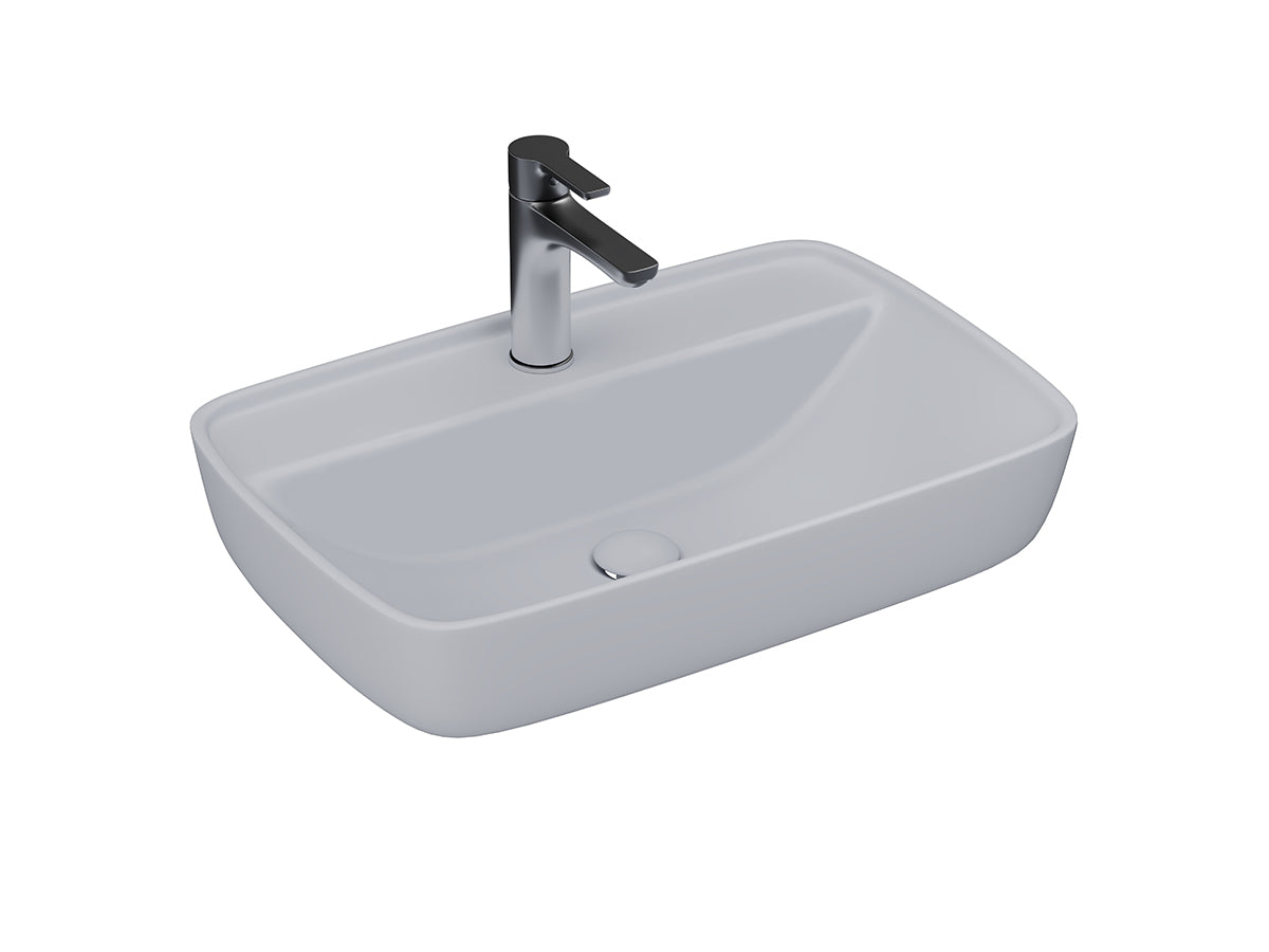 Lucco Vero Tezgah ustu Lavabo 60 cm, Mat Gumus Gri