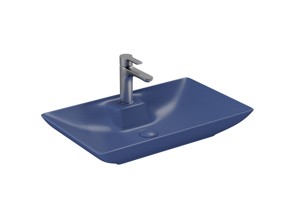 Lucco Perla Tezgah ustu Lavabo 65 cm, Mat Petrol Mavi