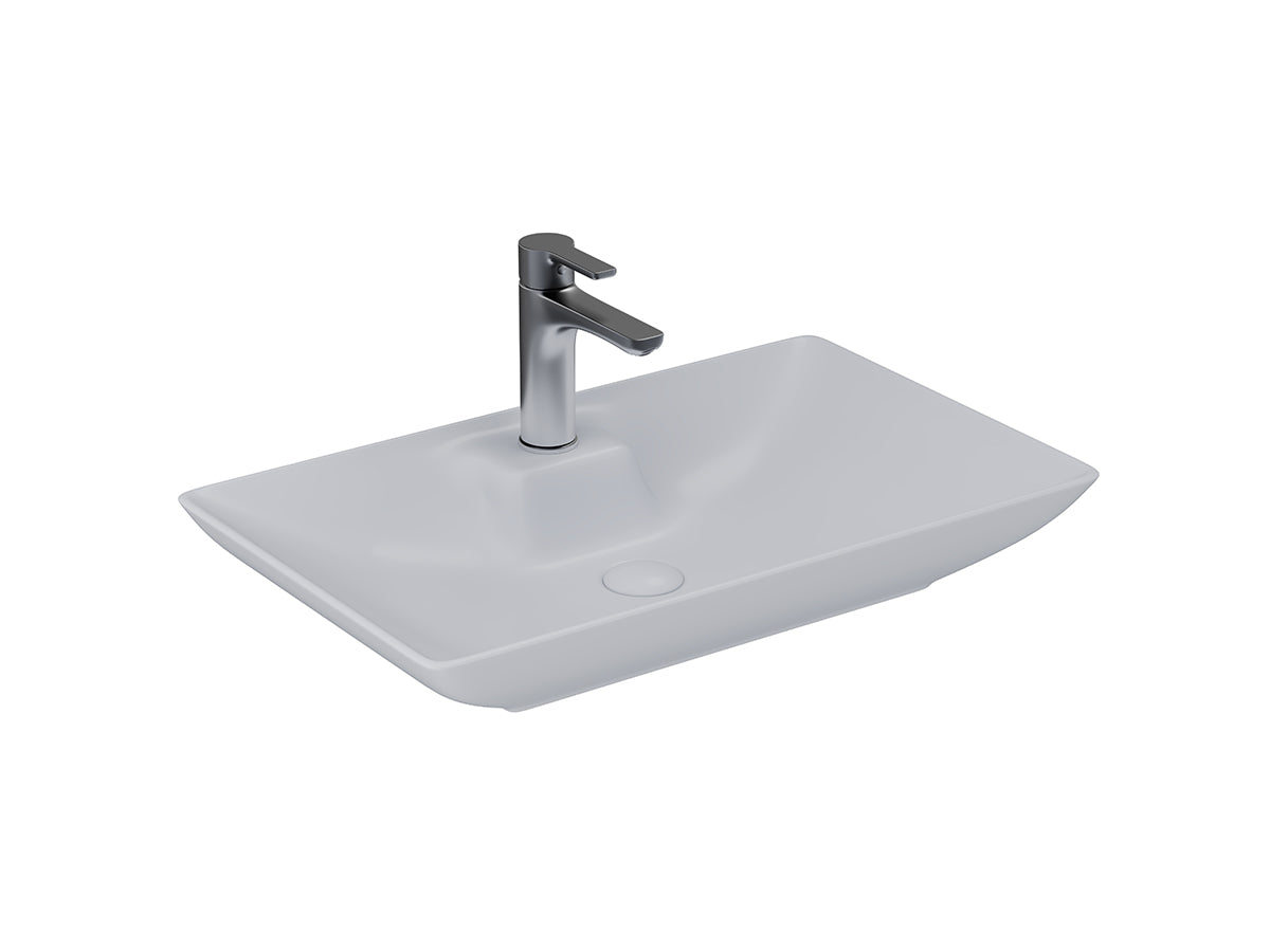 Lucco Perla Tezgah ustu Lavabo 65 cm, Mat Gumus Gri