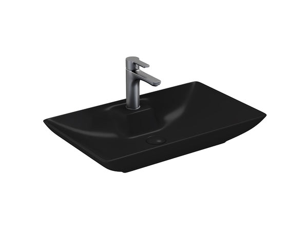 Lucco Perla Tezgah ustu Lavabo 65 cm, Mat Siyah