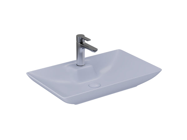 Lucco Perla Tezgah ustu Lavabo 65 cm, Mat Buz Mavi