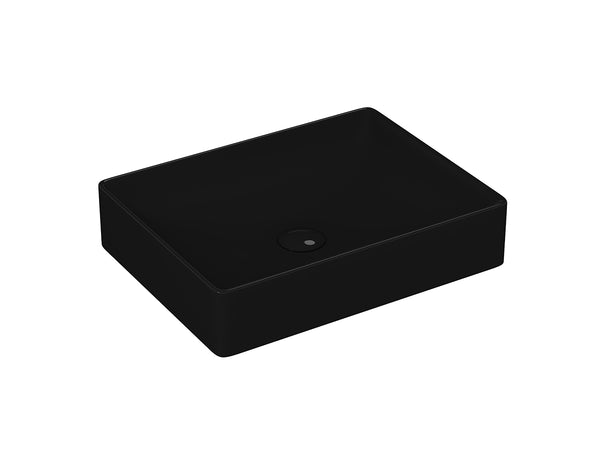 Lucco Square Çanak Lavabo 50 cm, Parlak Siyah