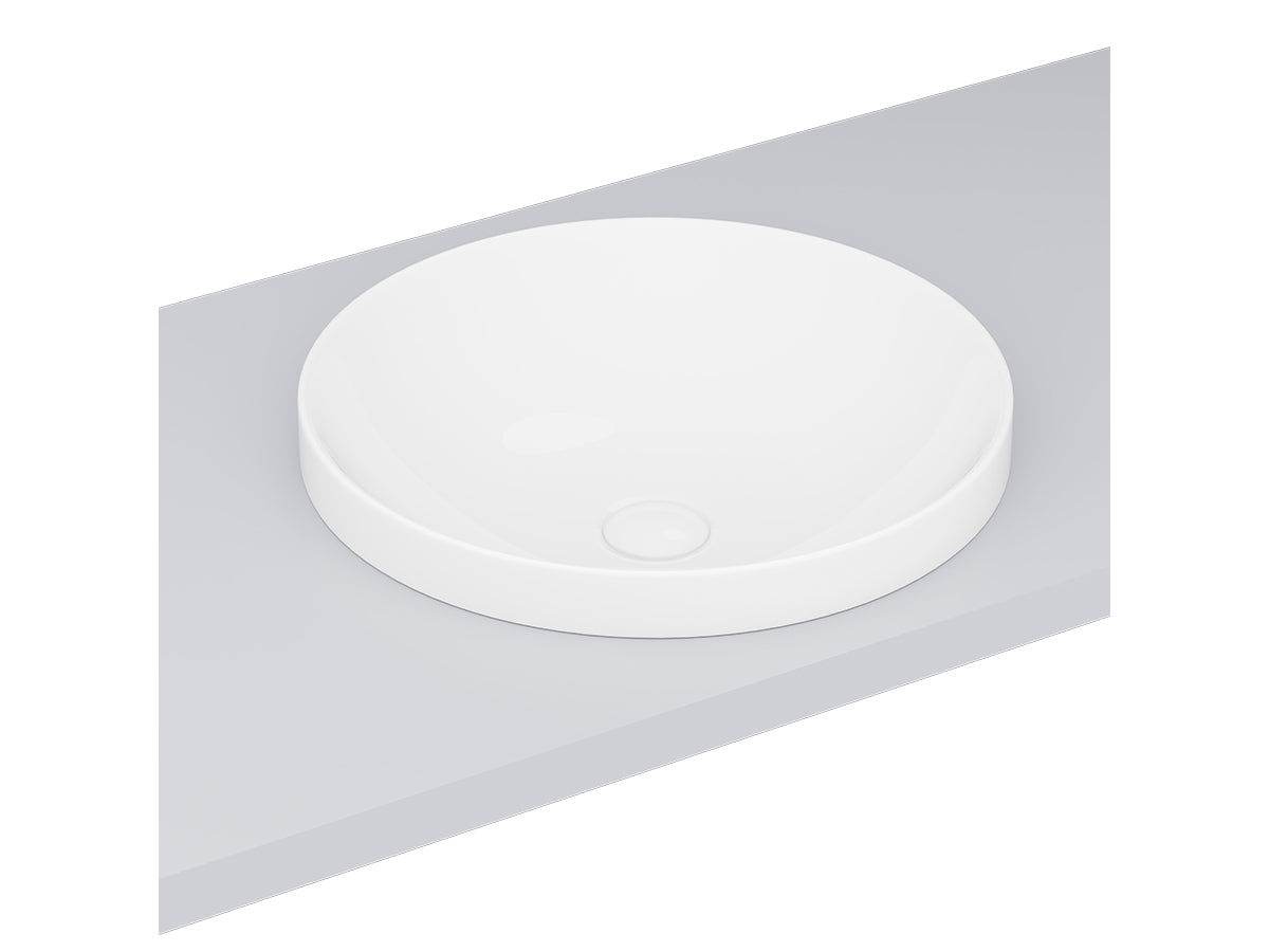 Lucco Laura Yarim Tezgah ustu Lavabo 43 cm, Parlak Beyaz