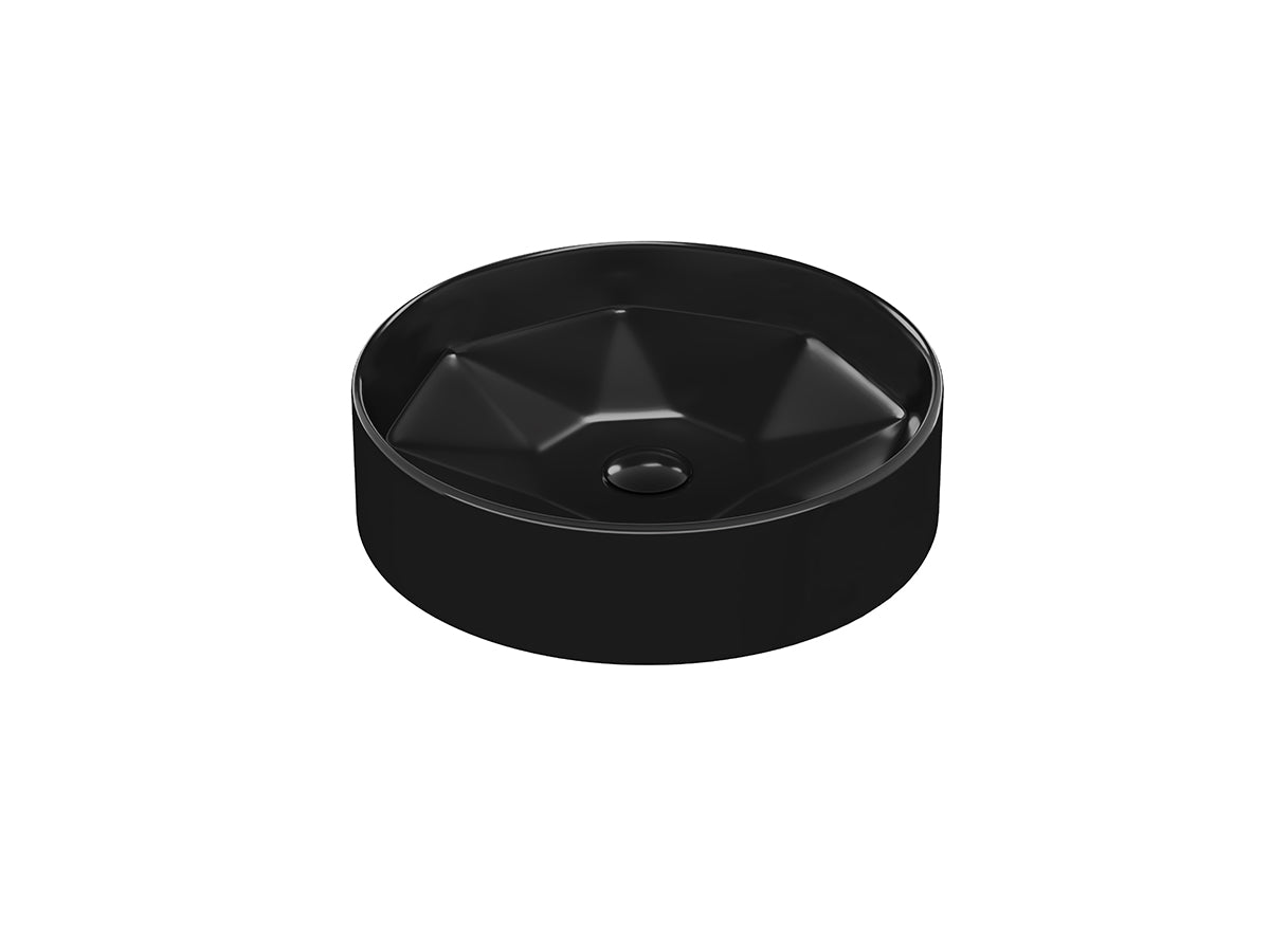 Lucco Diamente Çanak Lavabo 42 cm, Parlak Siyah