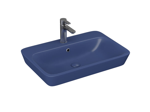Lucco Mita Tezgah ustu Lavabo 65 cm, Mat Petrol Mavi
