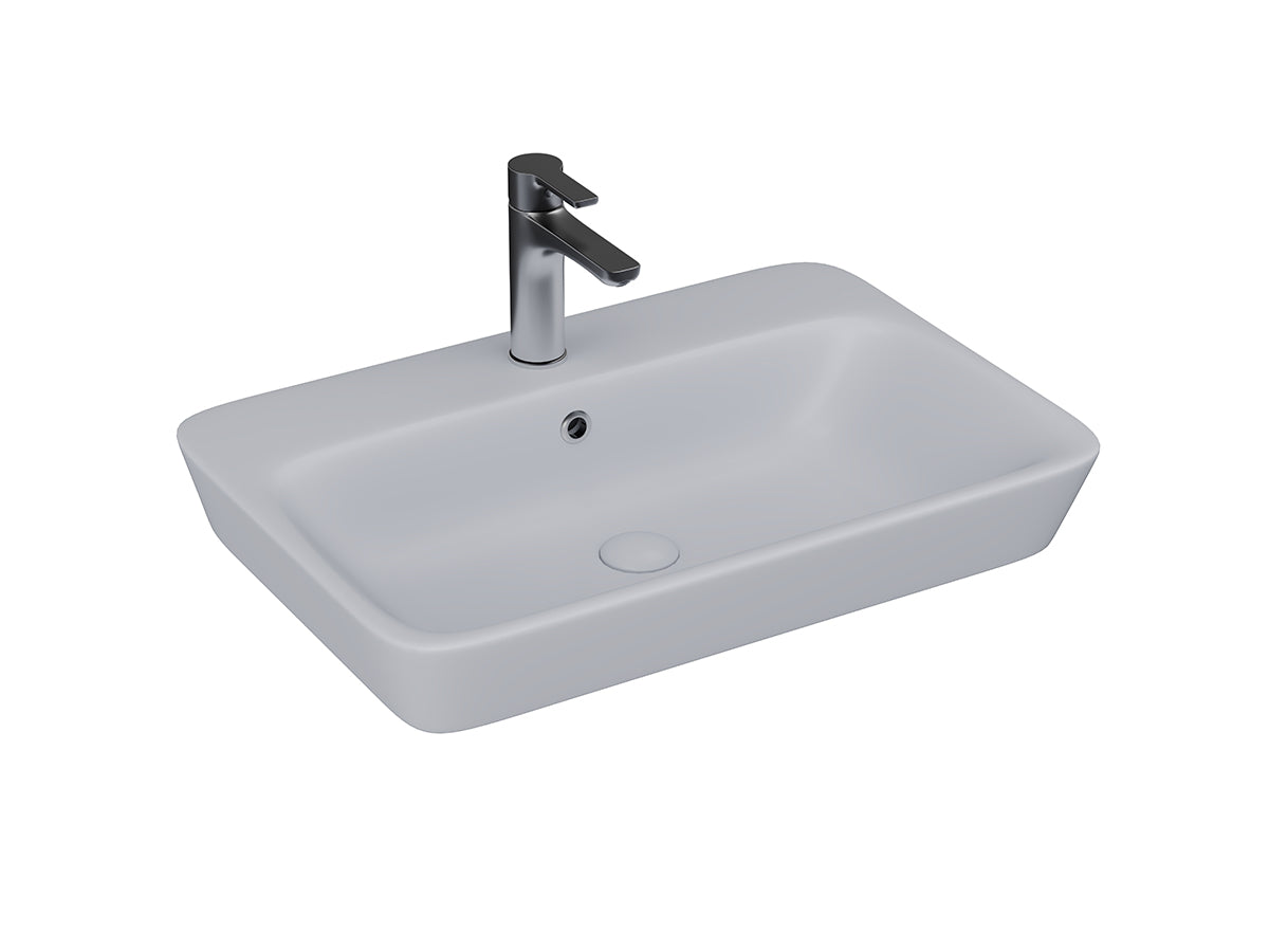 Lucco Mita Tezgah ustu Lavabo 65 cm, Mat Gumus Gri