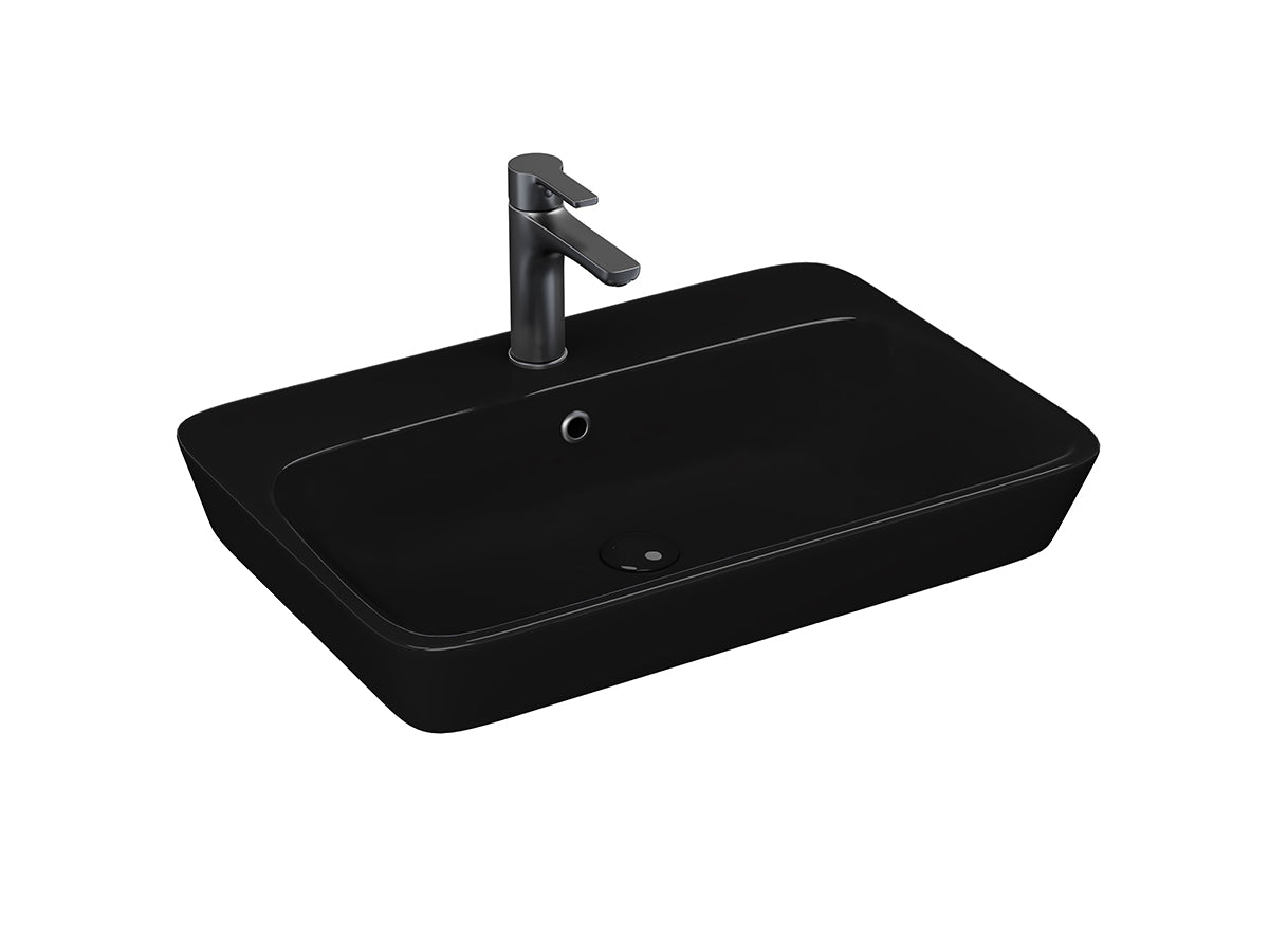Lucco Mita Tezgah ustu Lavabo 65 cm, Parlak Siyah