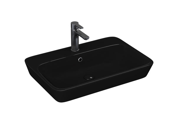 Lucco Mita Tezgah ustu Lavabo 65 cm, Parlak Siyah