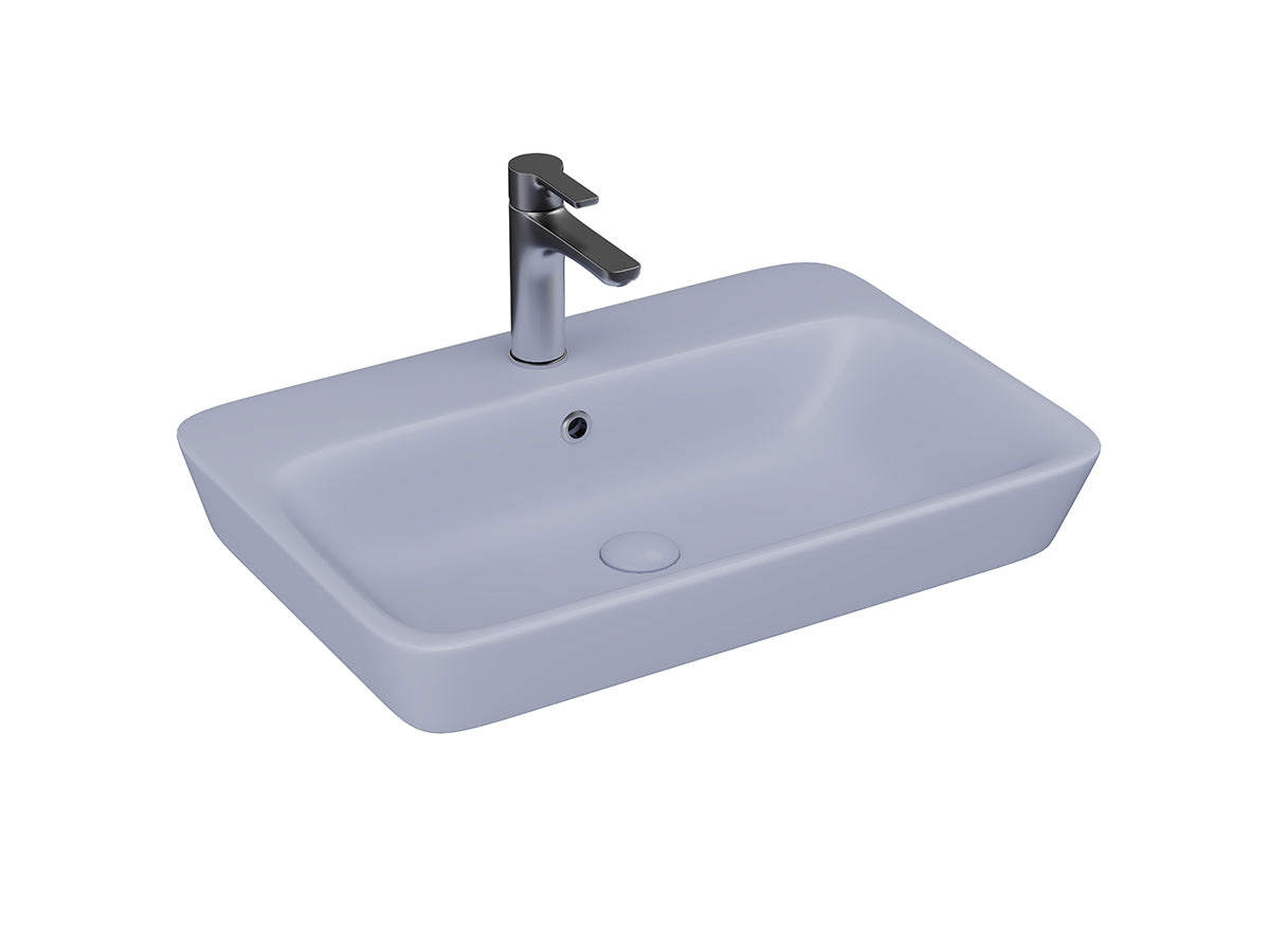 Lucco Mita Tezgah ustu Lavabo 65 cm, Mat Buz Mavi