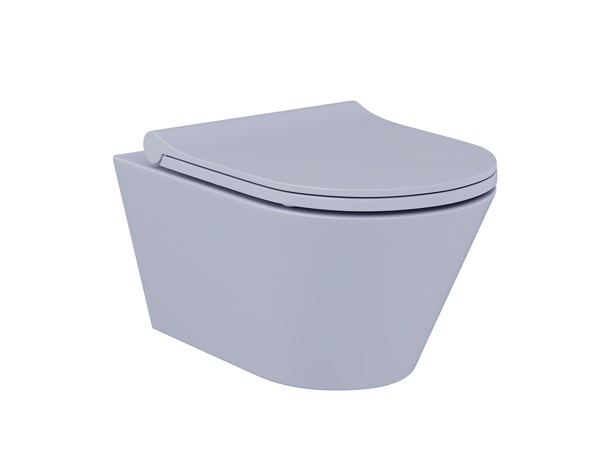 Lucco Avva Rimless Asma Klozet Seti Mat Buz Mavi, 53 cm