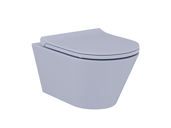 Lucco Avva Rimless Asma Klozet Seti Mat Buz Mavi, 53 cm