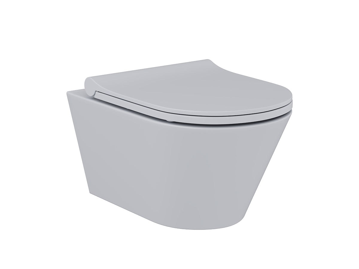 Lucco Avva Rimless Asma Klozet Seti Mat Gumus Gri, 53 cm