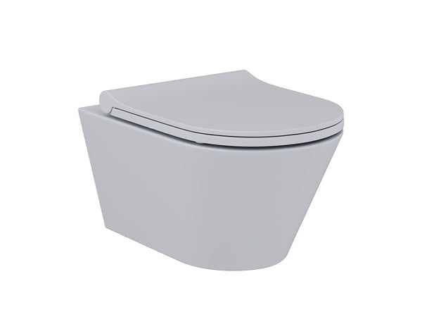 Lucco Avva Rimless Asma Klozet Seti Mat Gumus Gri, 53 cm