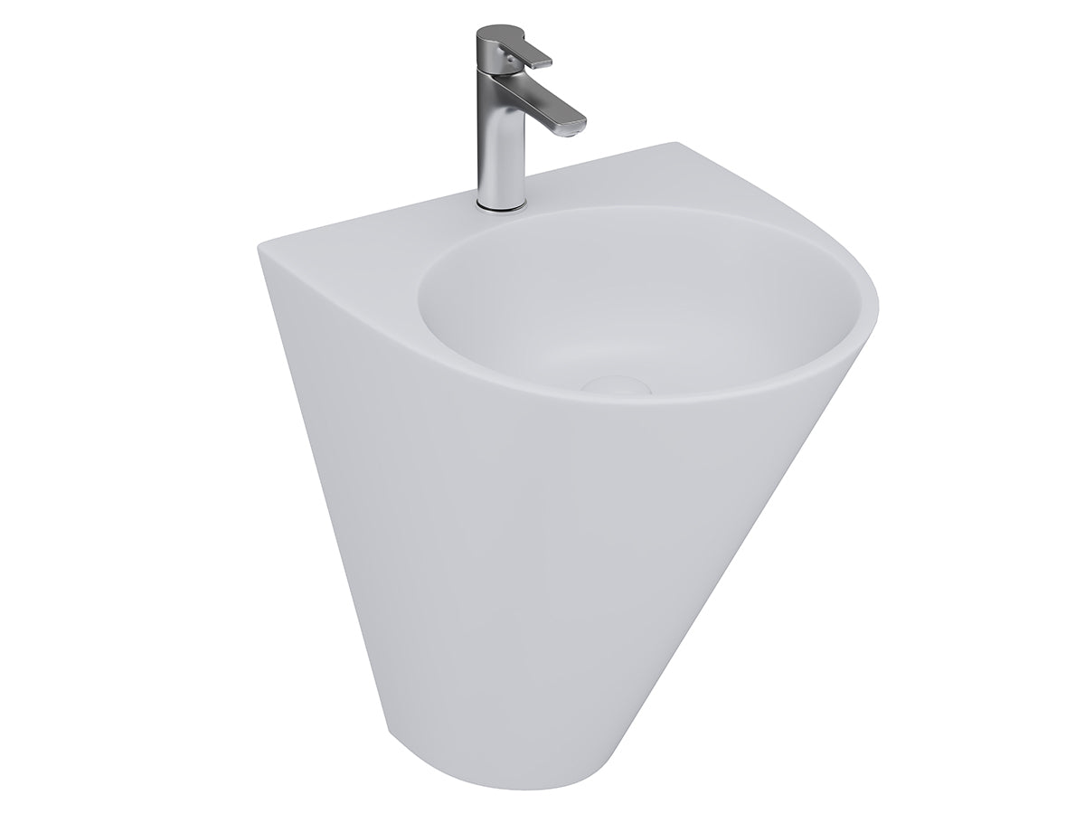 Lucco Garcia Asma Monoblok Lavabo 48 cm, Mat Gumus Gri