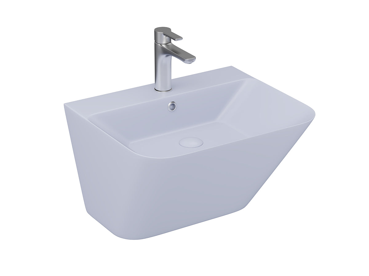 Lucco Moena Asma Monoblok Lavabo 55 cm, Mat Buz Mavi