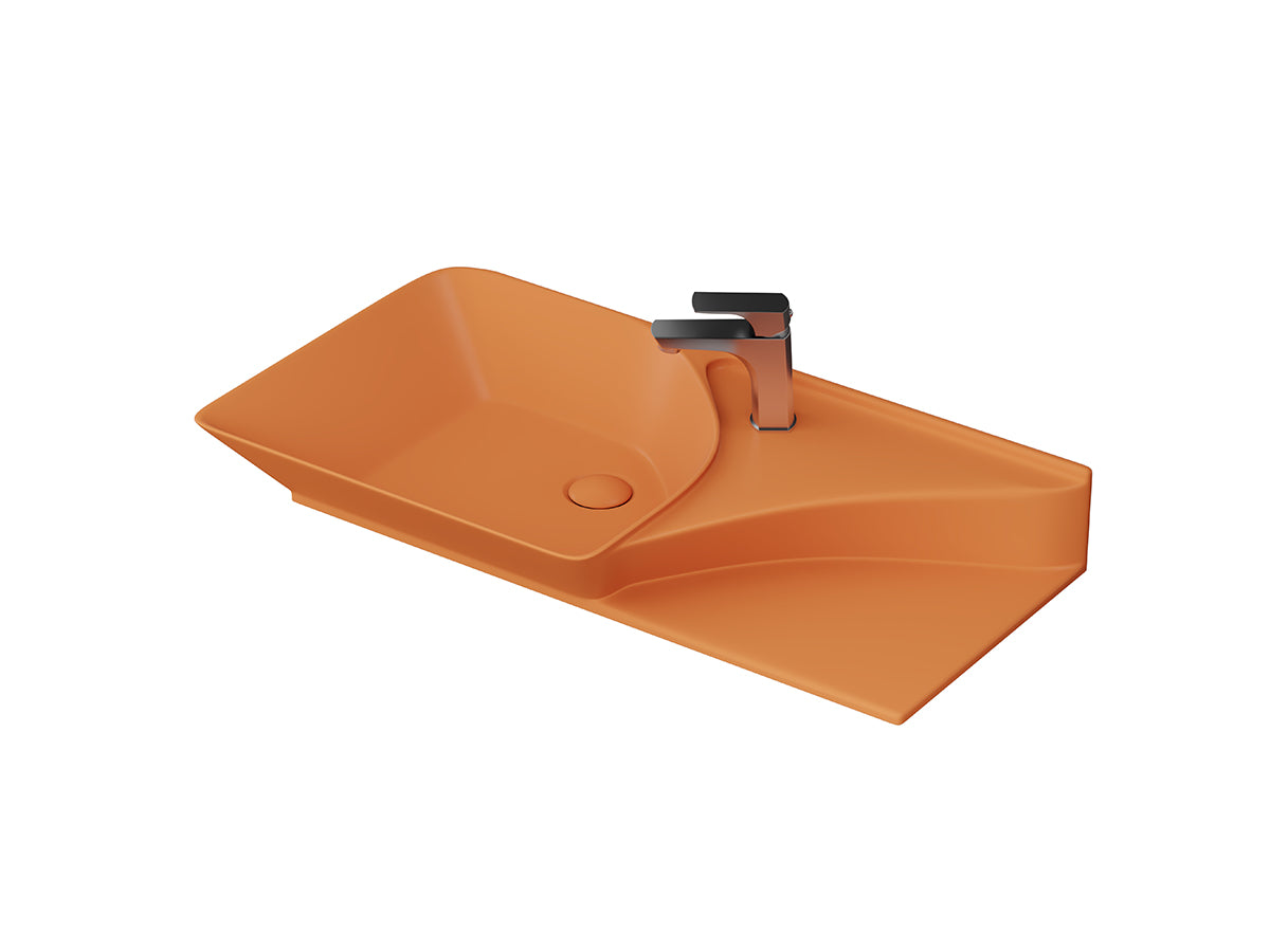 Lucco Poise-X Etajerli Lavabo 80 cm, Mat turuncu