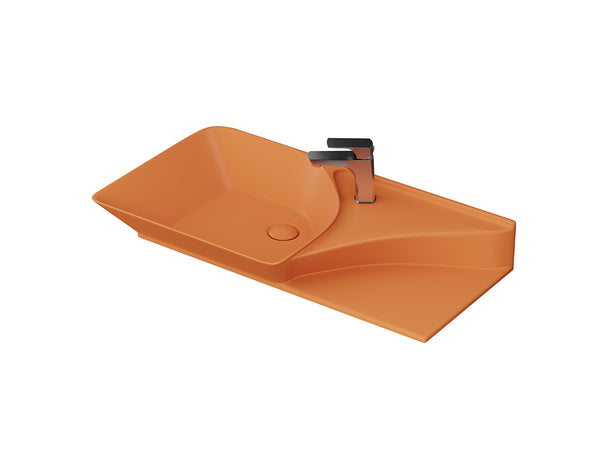 Lucco Poise-X Etajerli Lavabo 80 cm, Mat turuncu