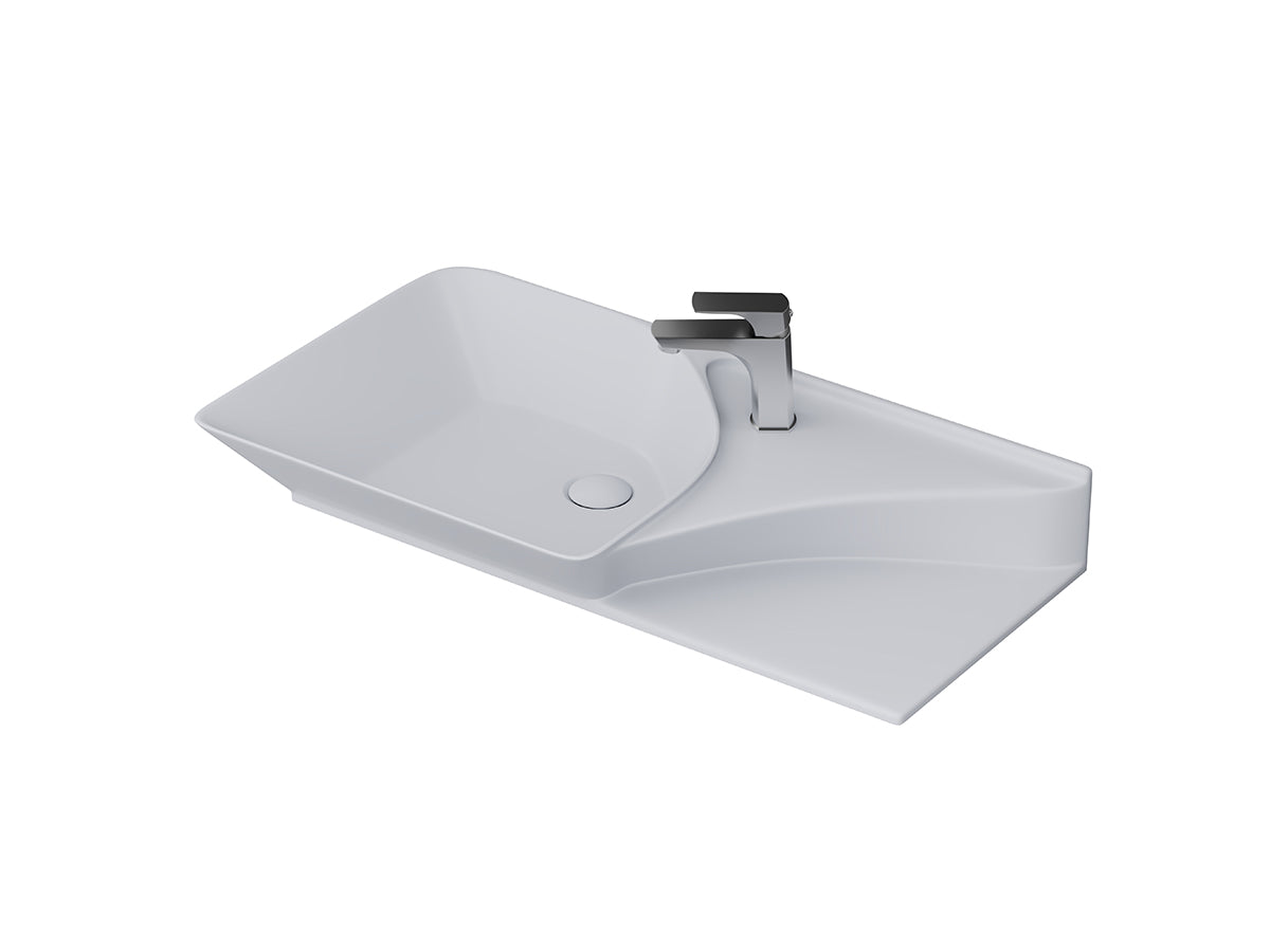 Lucco Poise-X Etajerli Lavabo 80 cm, Mat Gumus Gri